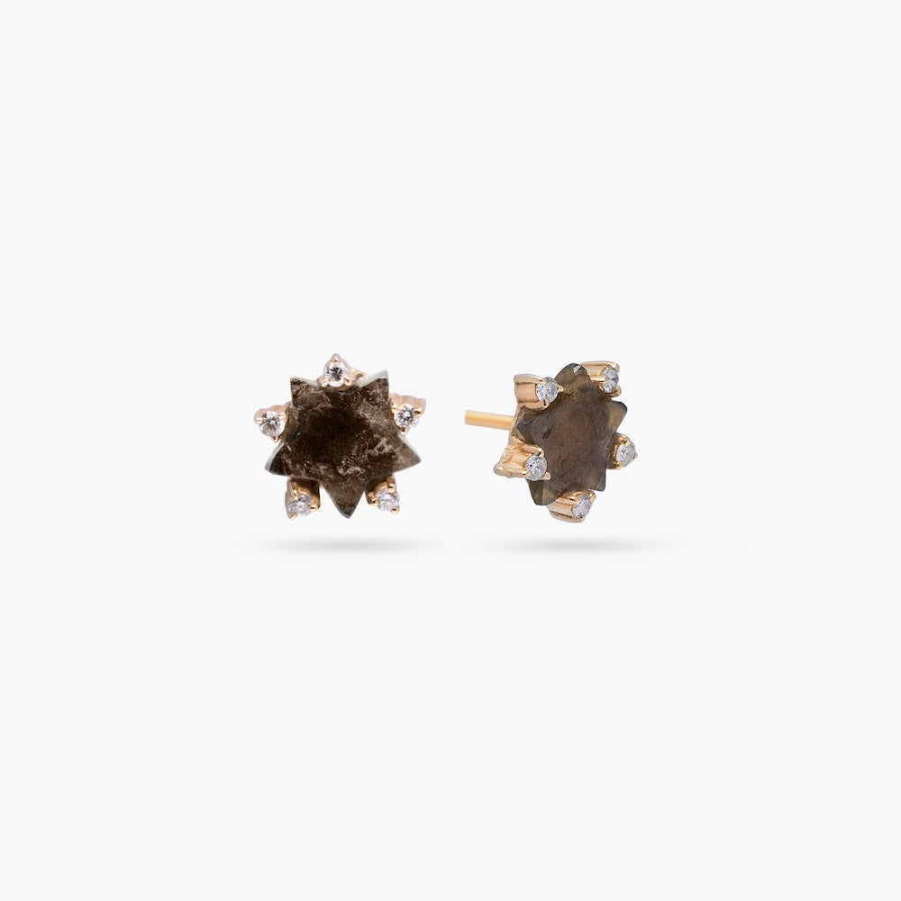 Stellar Carved Tourmaline Stud Earrings