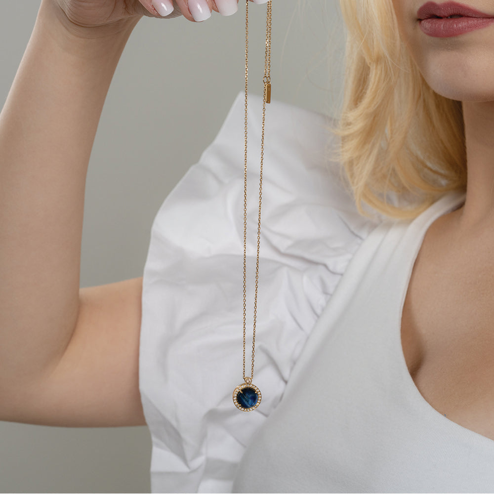 Celestial Energy of Kyanite Cabochon Gem Necklace