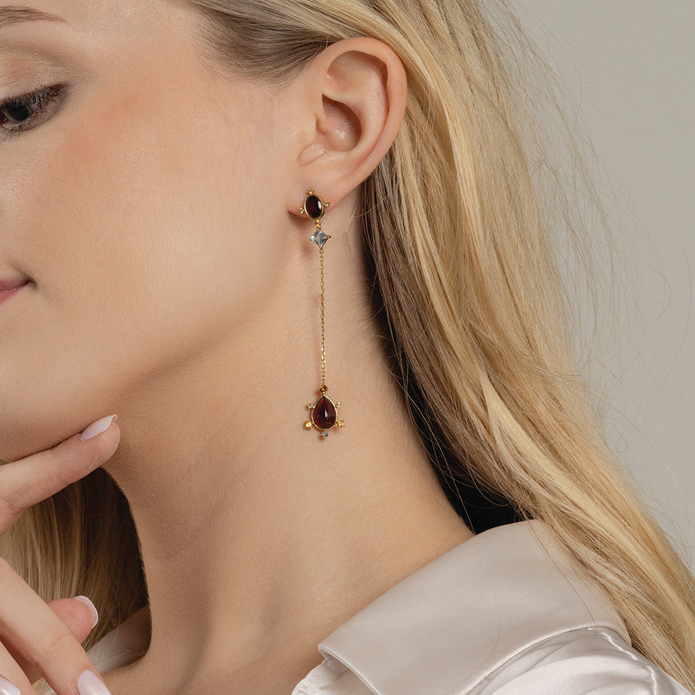 Strength of Garnet Mismatched Earrings