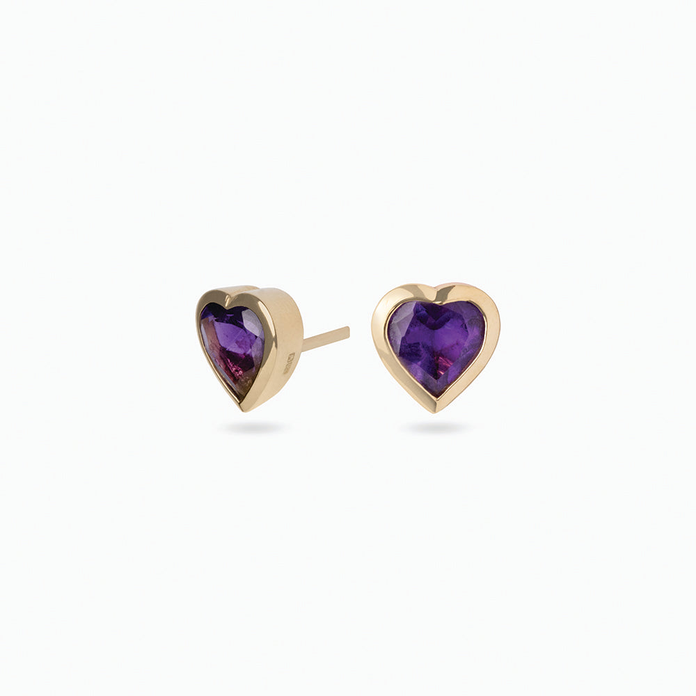 Heart-Shaped Amethyst Earrings